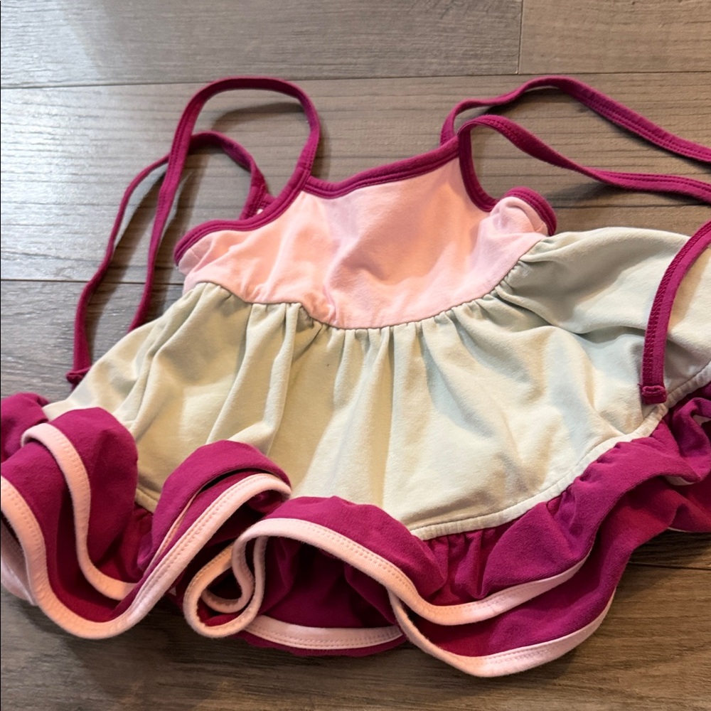 Pink and Cream Ruffled Tank Top
